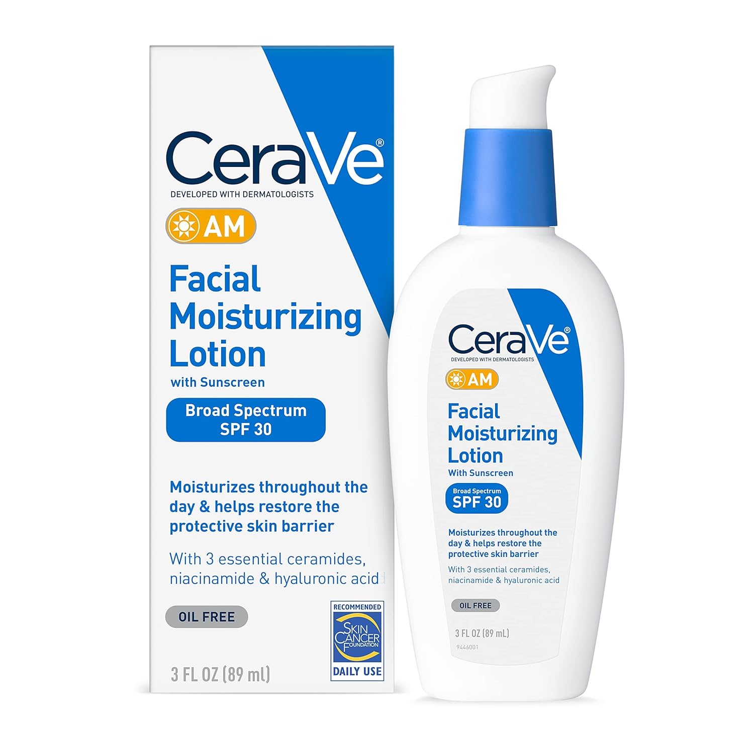 Moisturizer: CeraVe AM Facial Moisturizing Lotion SPF 30